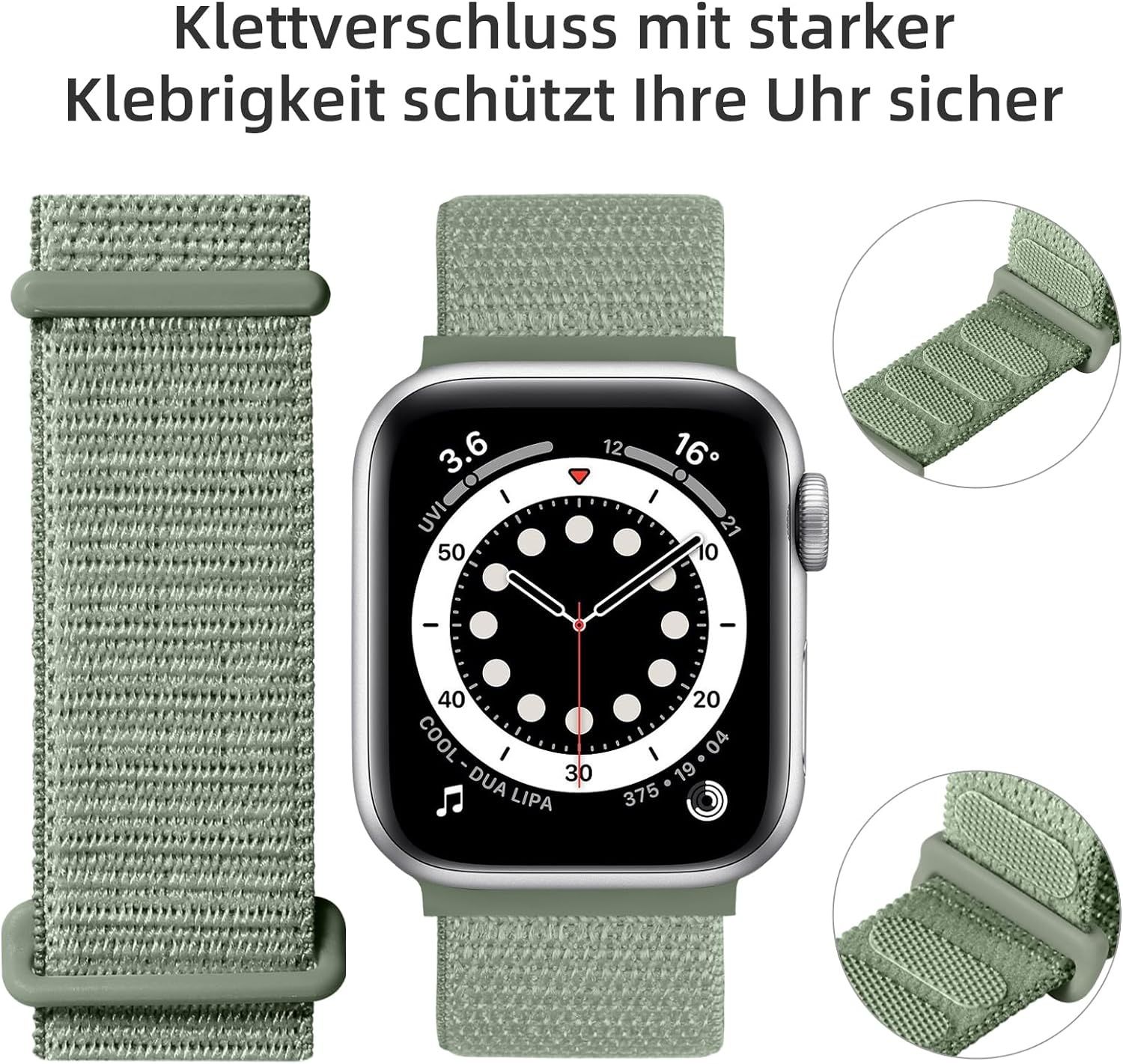 Maledan Nylonowy pasek kompatybilny z Apple Watch 38 40 41 mm zieleń