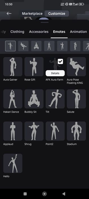 Роблокс акаунт з великою кількостю скінів та емоцій