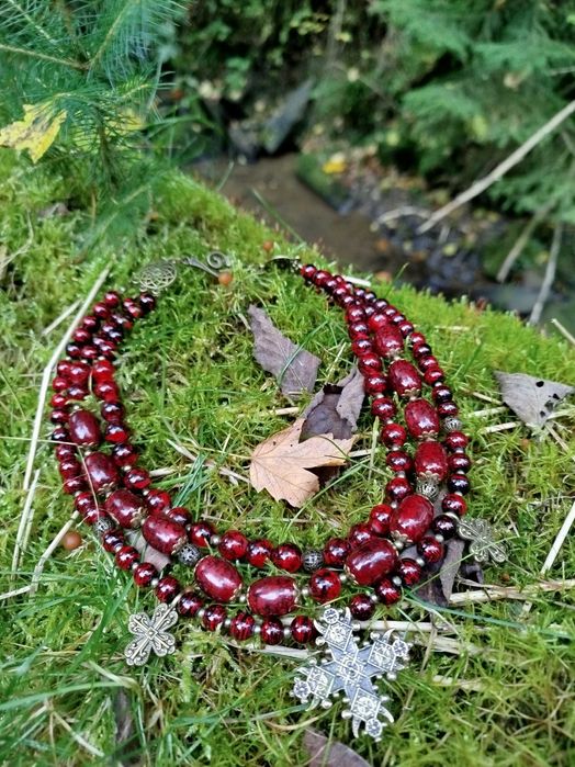 Українське червоне намисто коралі зі згардою до вишиванки красные бусы
