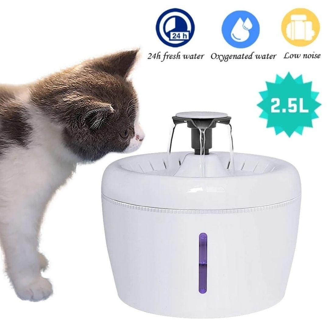 Fonte com 3 saídas água para gatos e cães Bebedouro reservatório 2.5L