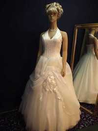 Suknia ślubne księżniczkowa z różami ecru rozmiar 38