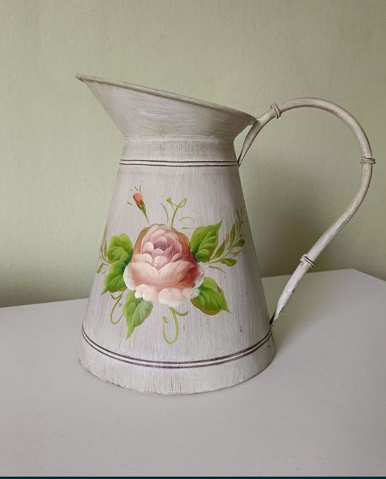 Wazon rustykalny prowansalski vintage ręcznie malowany shabby chic