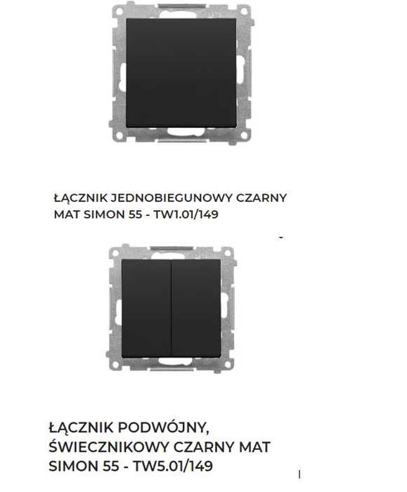 SIMON 55 CZARNY MAT – osprzęt elektryczny nowy, oryginalnie zapakowany