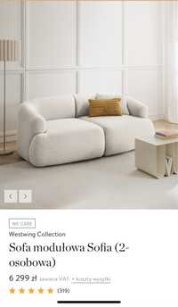 Dwuosobowa Sofa kanapa Sofia Westwing kremowo biała stan bardzo dobry