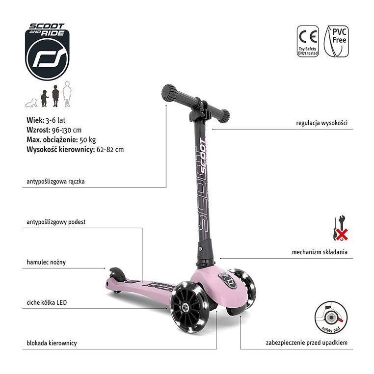 SCOOTANDRIDE Highwaykick 3 LED Hulajnoga 3+ Rose