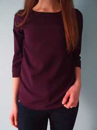 Elegancka bluzka S 36 fioletowa burgundowa bluzeczka z zamkiem