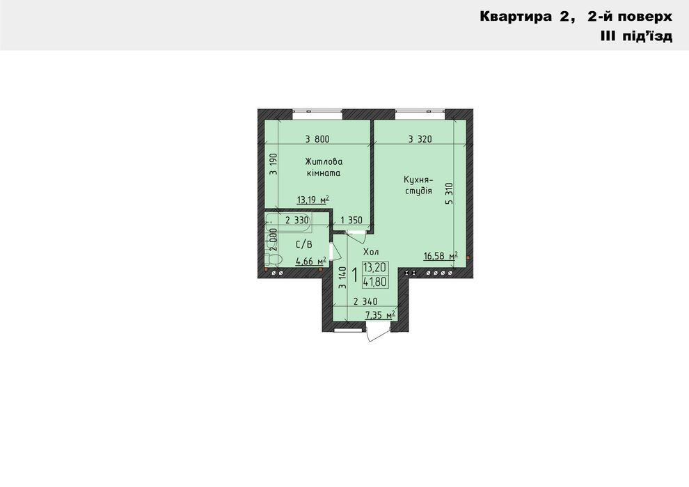 ОДНОКІМНАТНА квартира в зданому будинку