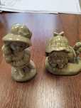 Figurki laleczki porcelanowe zielone piękne stare