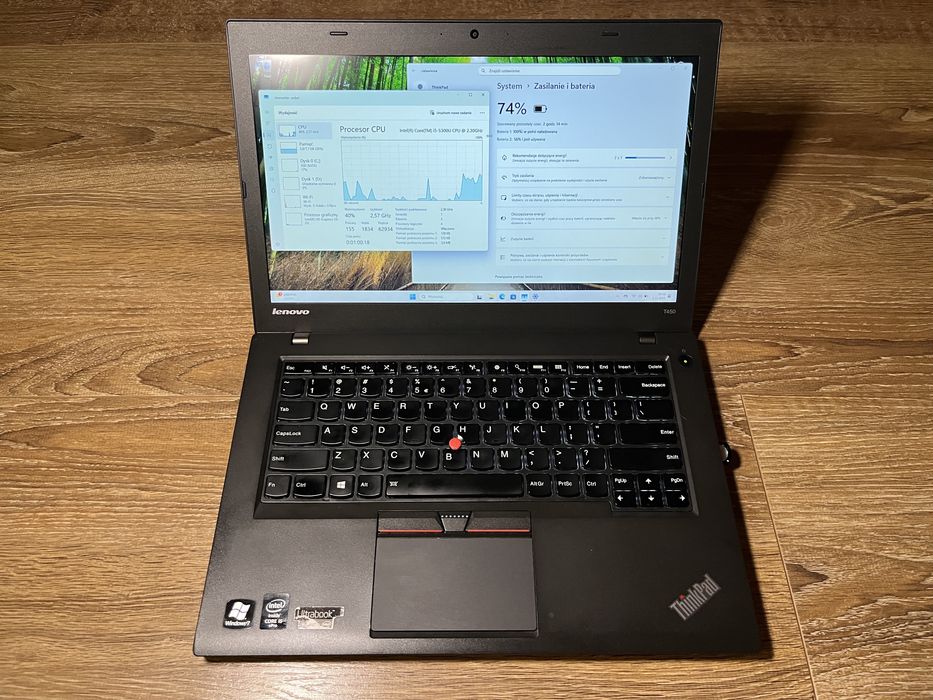 Zadbany ThinkPad T450 i5/8GB RAM/256 SSD