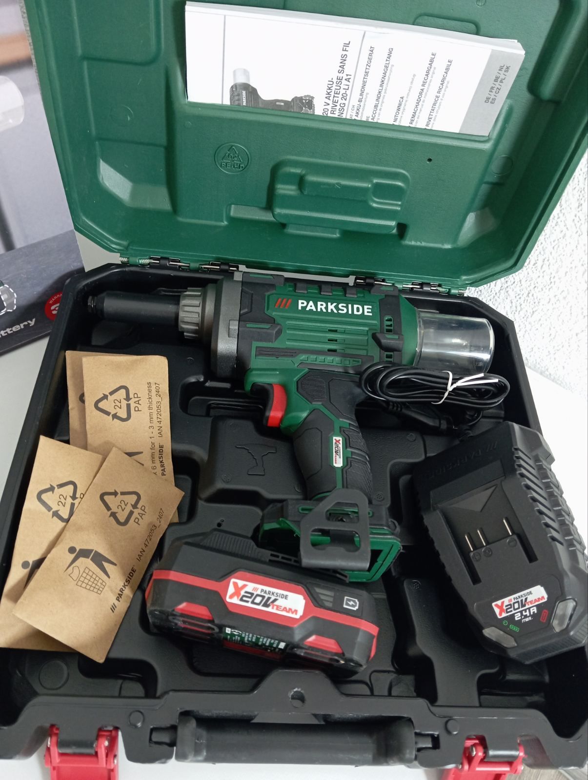 Заклепочник акумуляторний PARKSIDE PBNSG 20-Li A1, закльопочники паркс