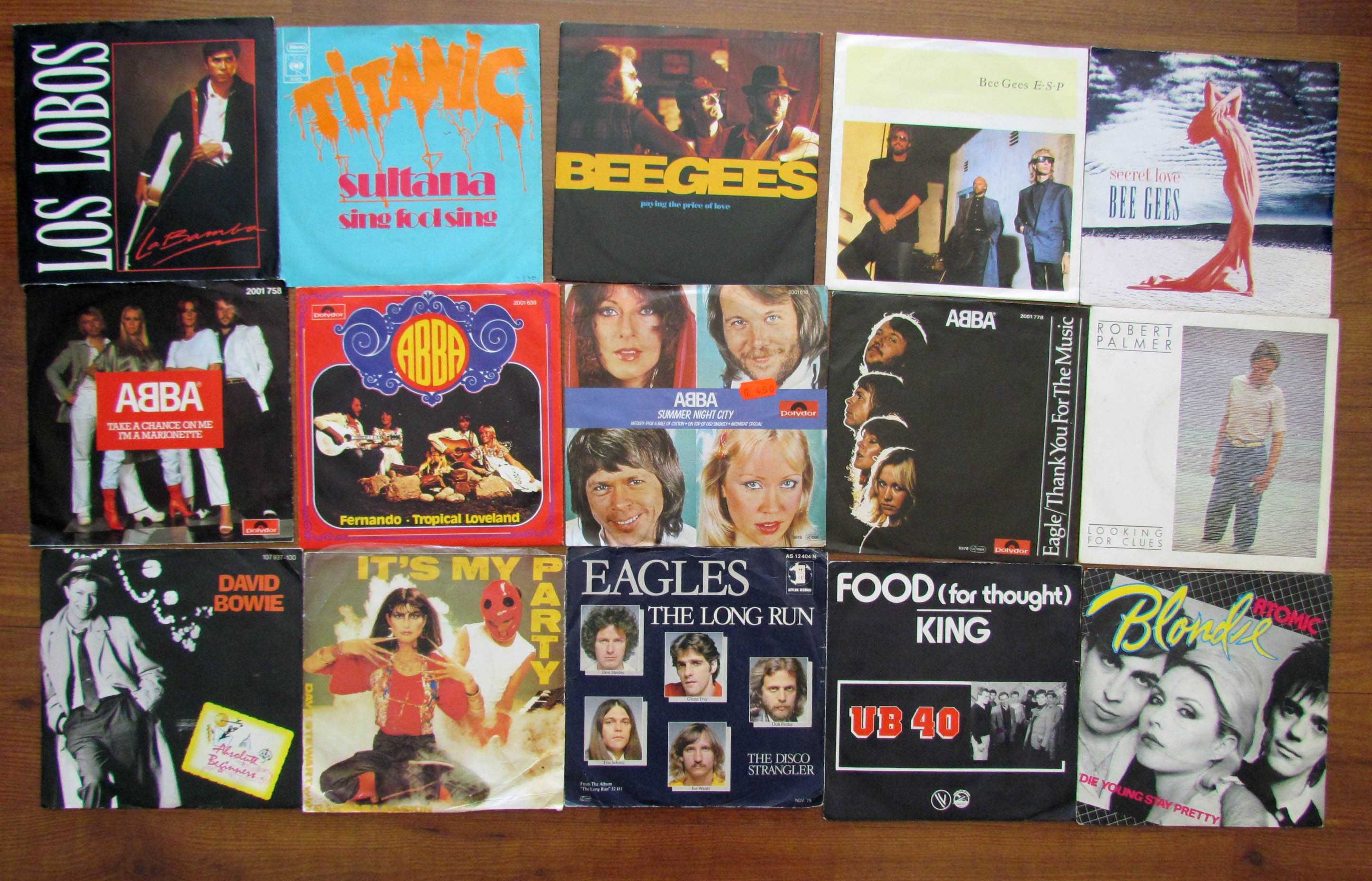 Discos vinil singles anos 70/80 (Abba, Bee Gees, Eagles, Bowie)