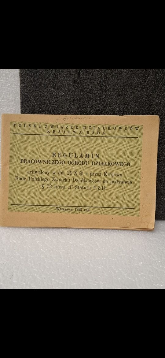 Regulamin Pracowniczego Ogrodu Działkowego 1982r