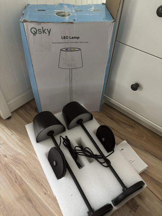 Qsky lampa lampki stołowa LED 2 sztuki akumulatorowa