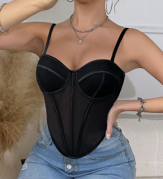 Корсет чорний сіточка р.с-м з чашечками