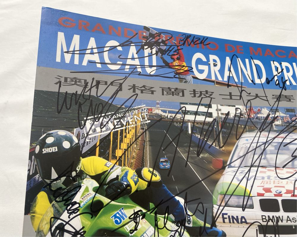 Poster Grande Prémio Macau 1998 Formula 3 motociclismo autografado