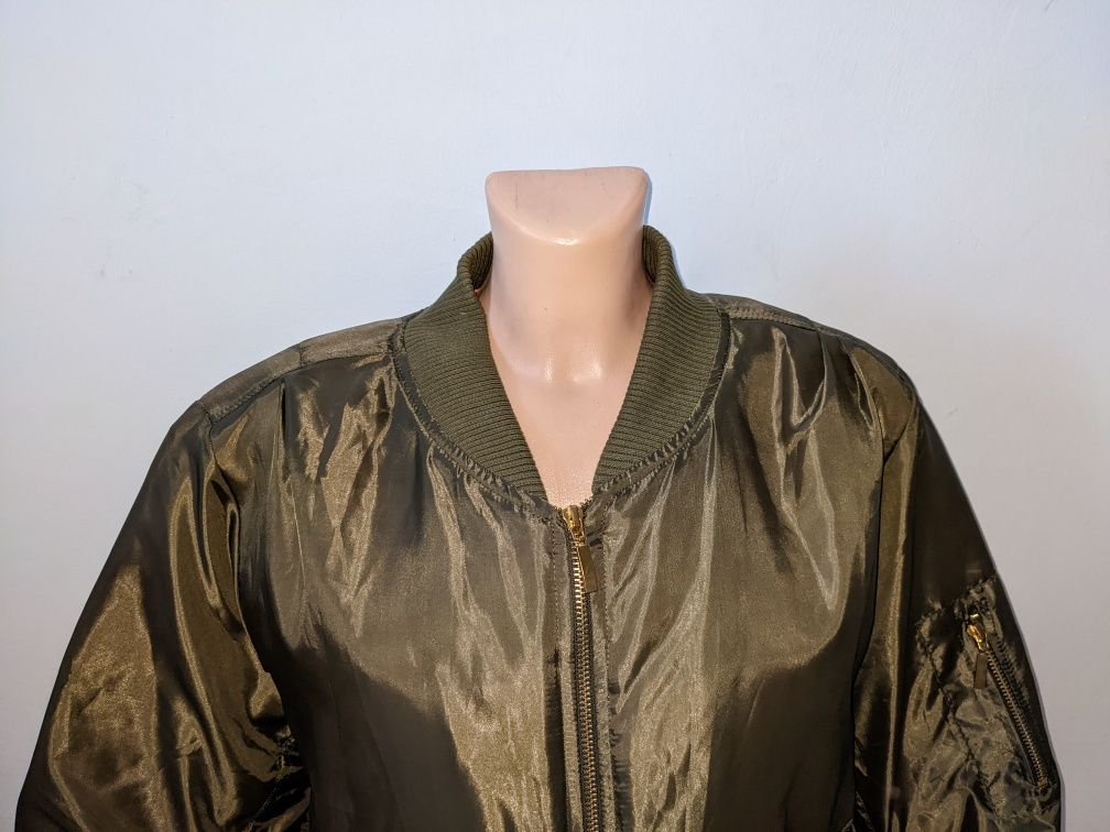 Khaki kurtka bomberka, bomber , pretty little thing, h&m rozmiar L