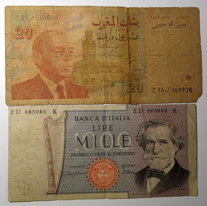 2 Notas - Italia e Marrocos - 1€