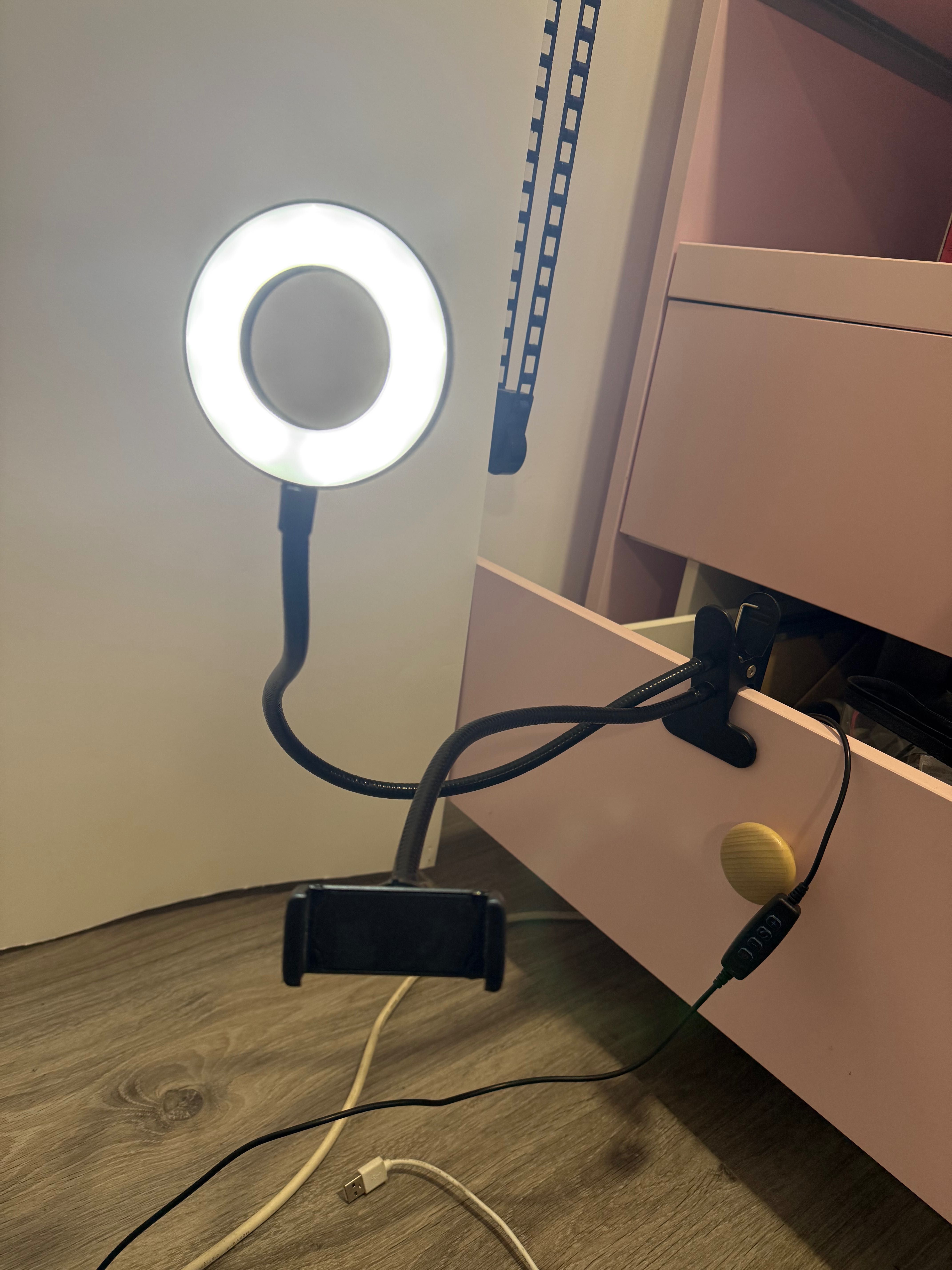 Mini ring light com suporte telemóvel