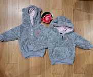 Zestaw bluza, bliźniaki, polar, bluza z kapturem, lupilu, 62/68, szara