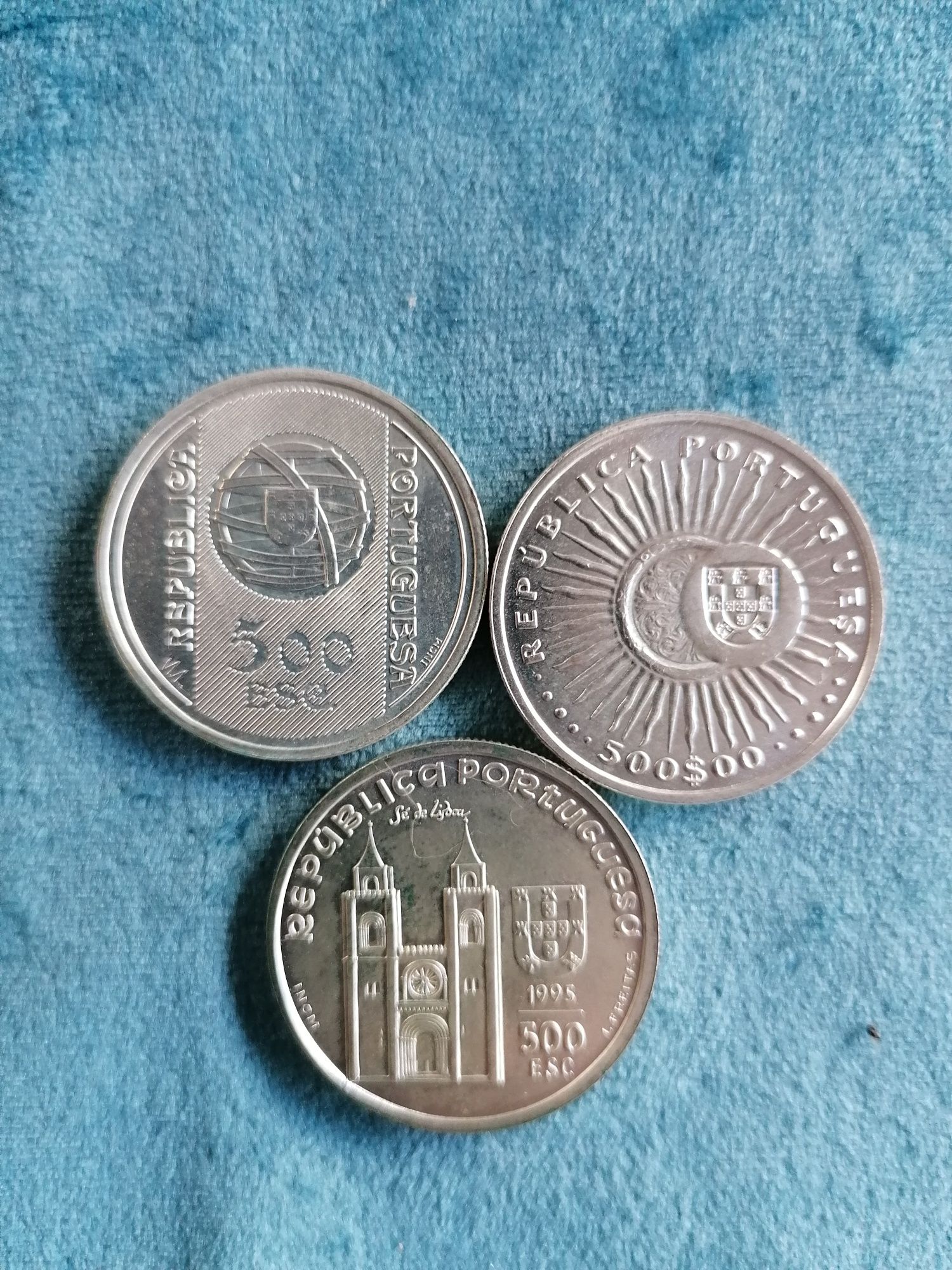 3 moedas Prata de 500 escudos