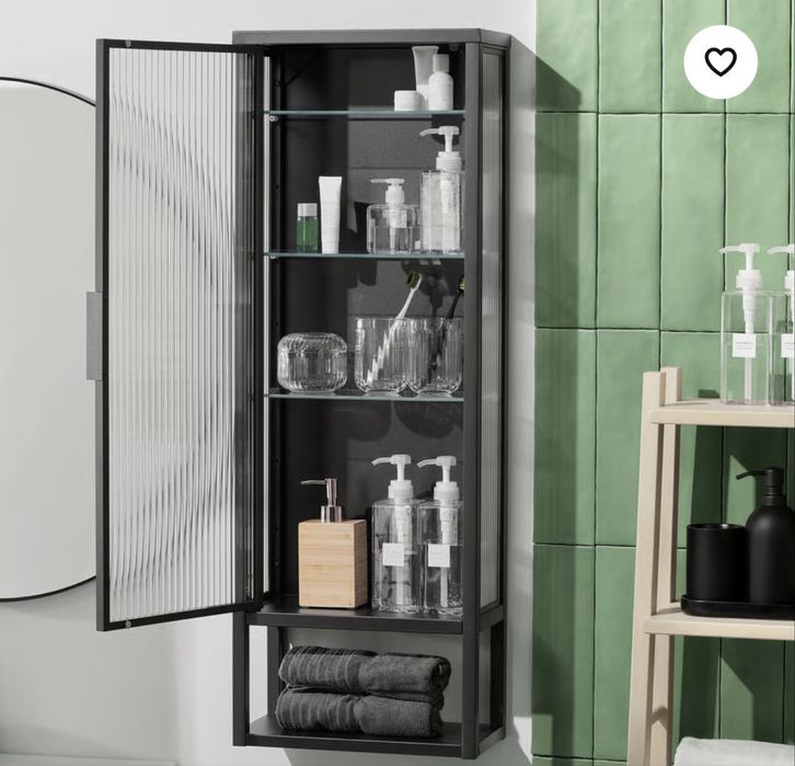 MOSSJÖN Arm parede c/prateleiras/pt vidro, antracite