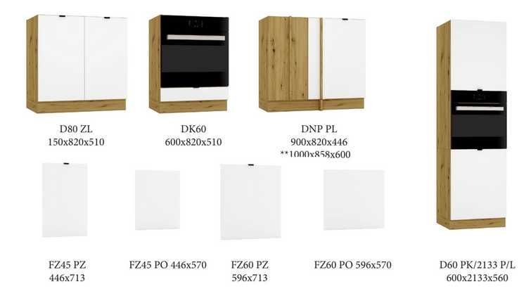 Kuchnia Gianna - dostępna od reki  - biały mat + dąb artisan