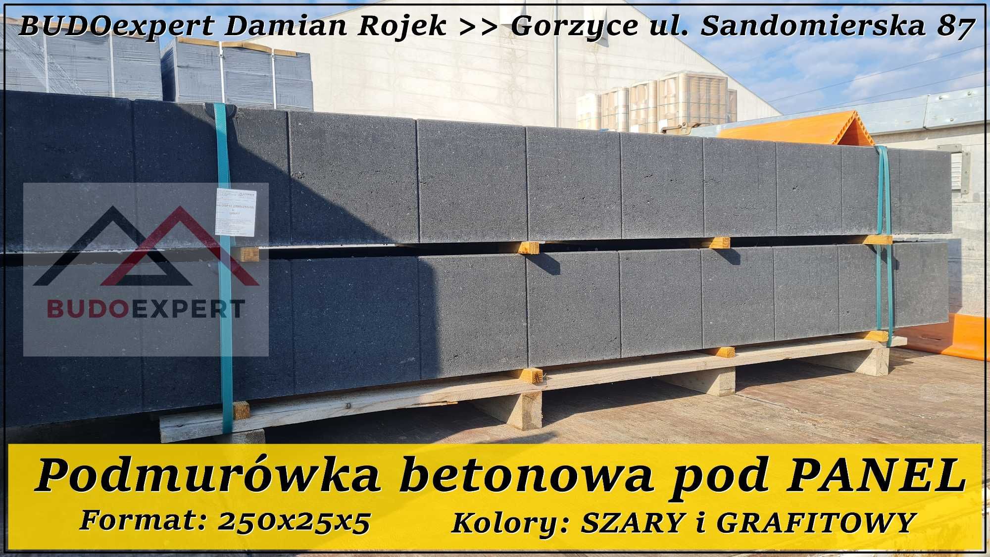 Betonowa podmurówka pod panel 250x25x5 gładka szara deska betonowa