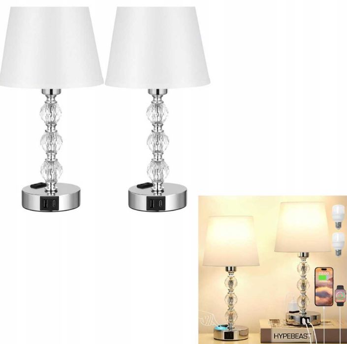 2szt.Lampka nocna z kryształkami , ściemniana, dotykowa.