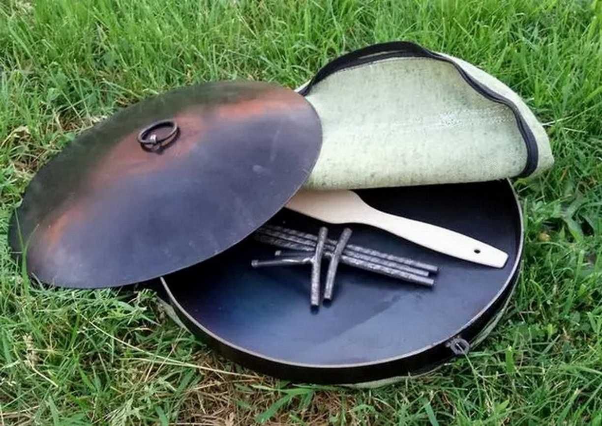 Жаровня пательня сковорода з диска борони 50 см з кришкою
