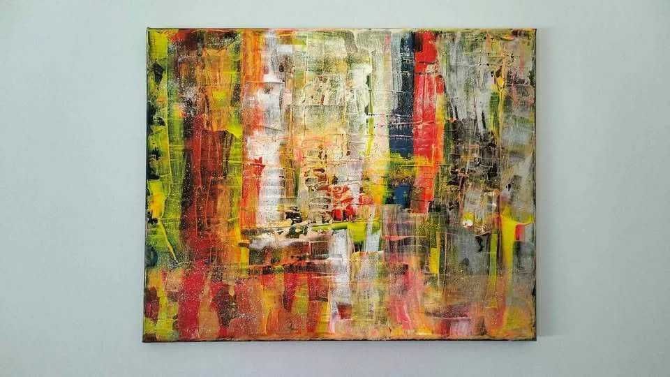 Tela abstracta pintada a acrílico, medidas 50x40cm.