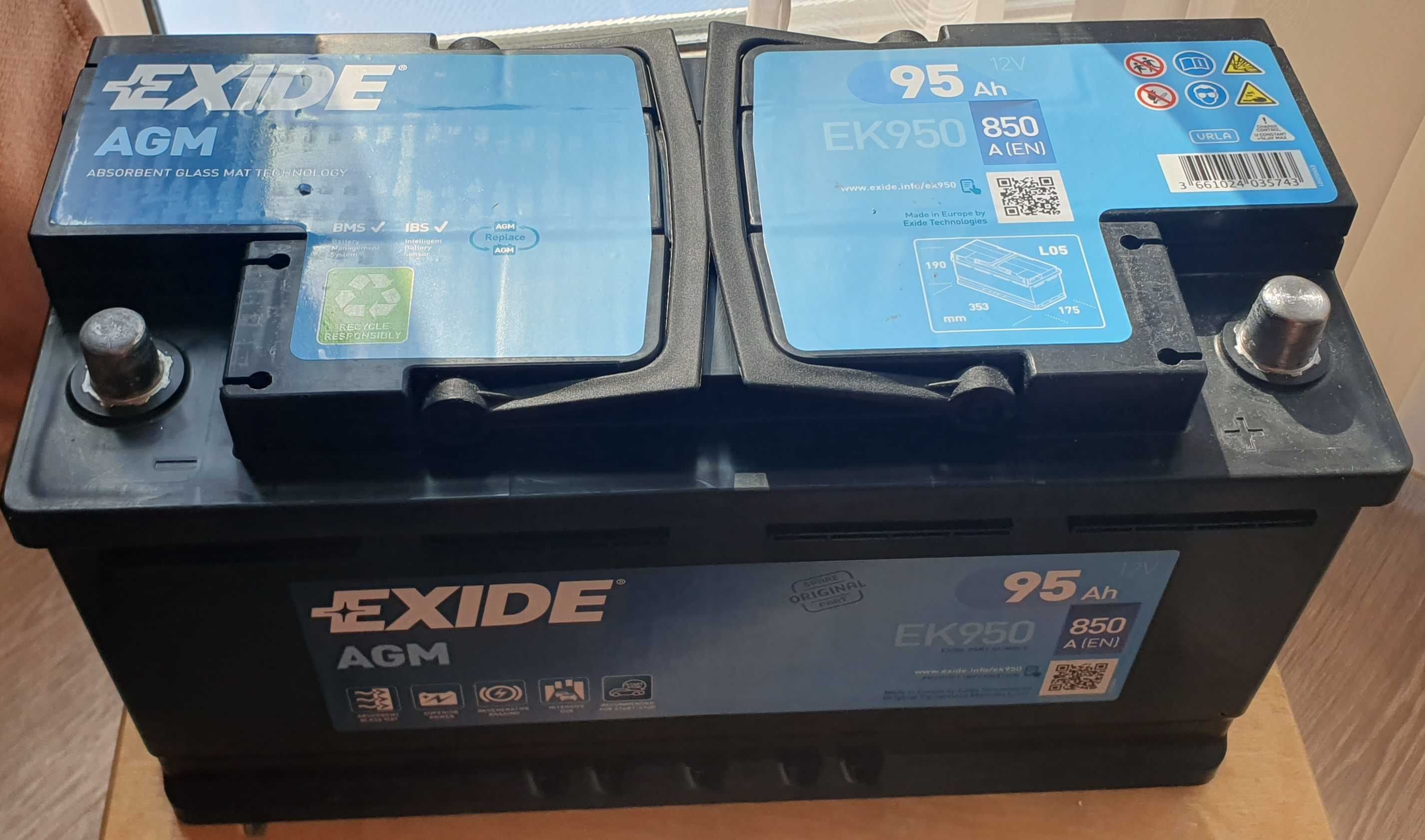 Автомобільний акумулятор EXIDE 6СТ-95 АзЕ AGM EK950