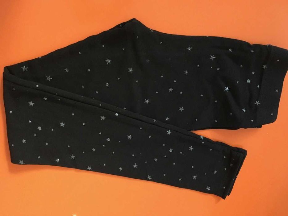 H&M grubsze legginsy brokat gwiazdki 12-13 L 152/158