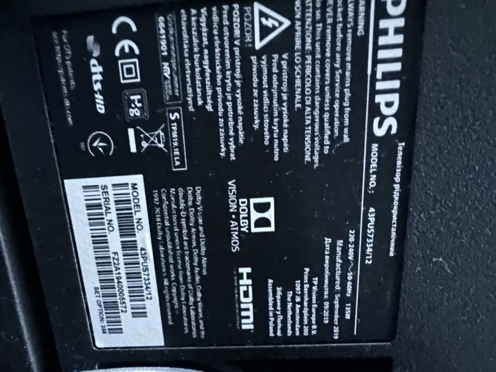 Telewizor LED Philips ambilight 43PUS7334 4K 43 cale