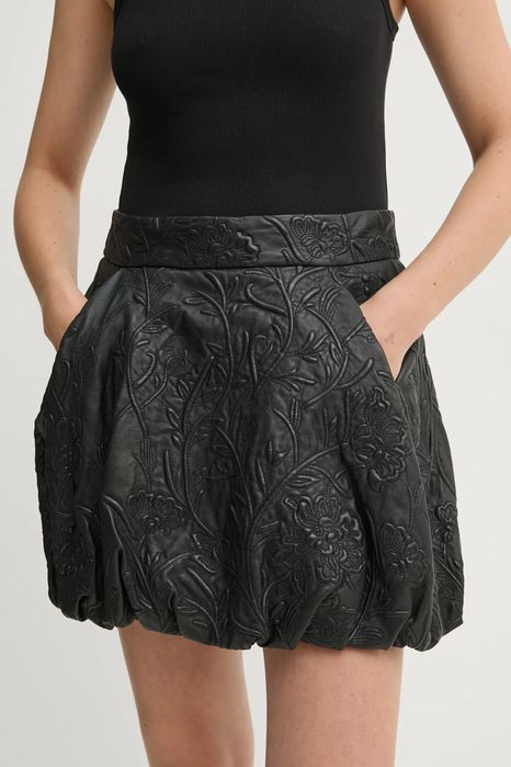 спідниця-балон з натуральної шкіри з рельєфним візерунком Munthe