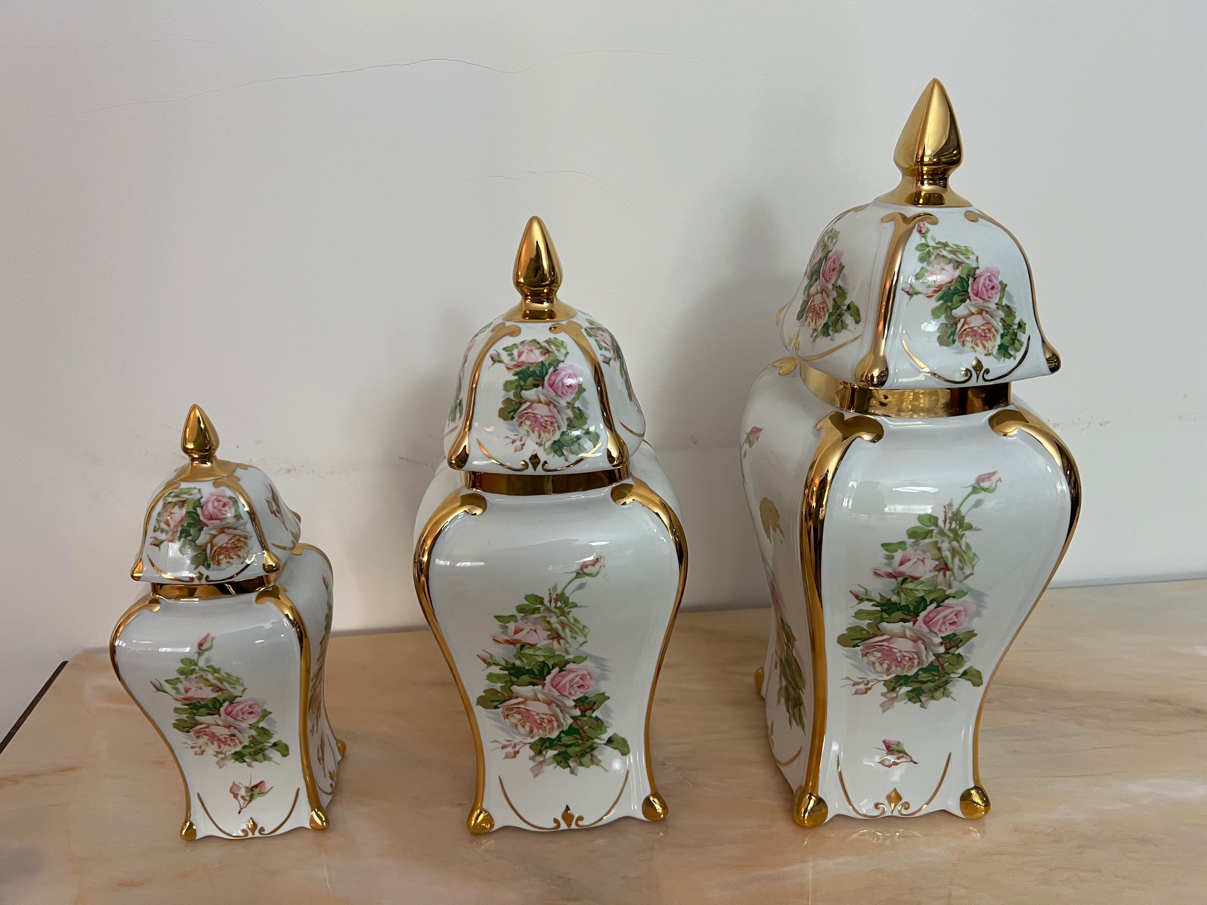 Conjunto 3 potes de porcelana POVART