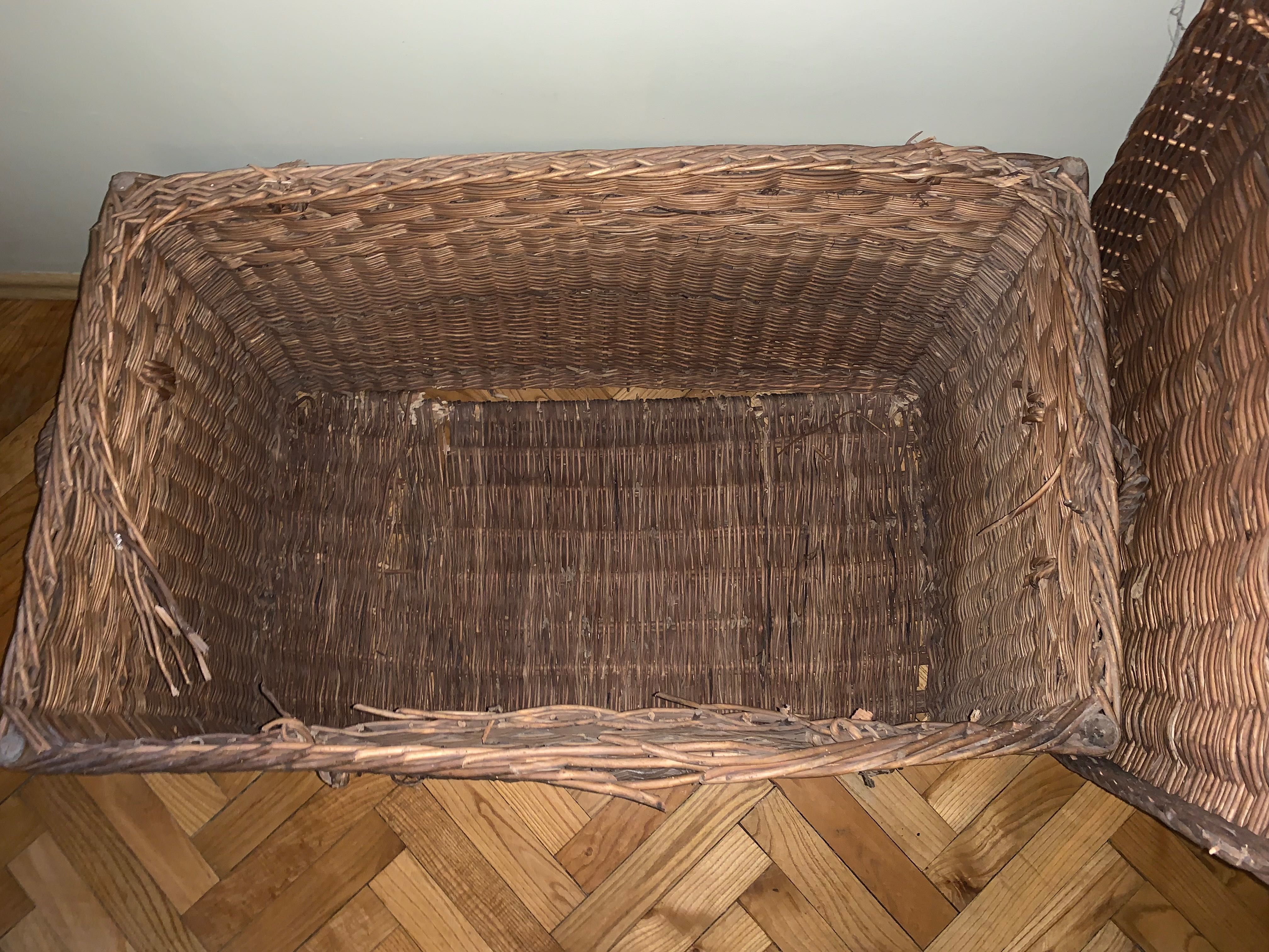 Kosz wiklinowy z pokrywą - duży wym. 91 x 54 cm wys. 50 cm