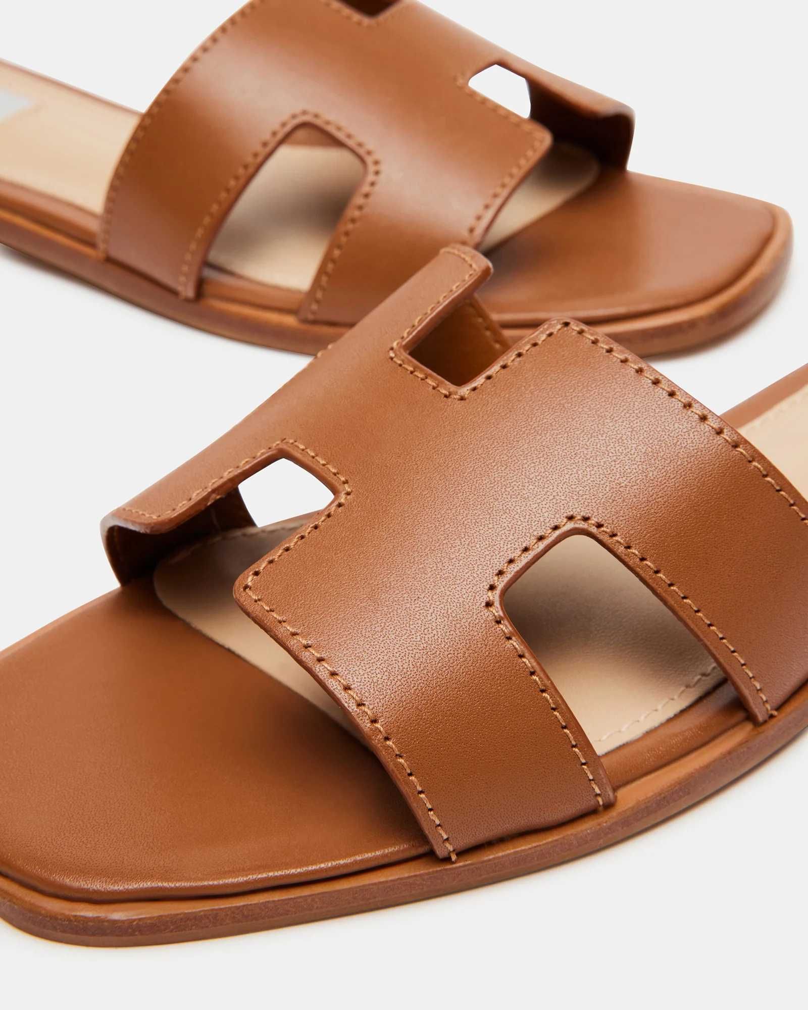 STEVE MADDEN HADYN COGNAC LEATHER , взуття жіноче , шлепки , капці