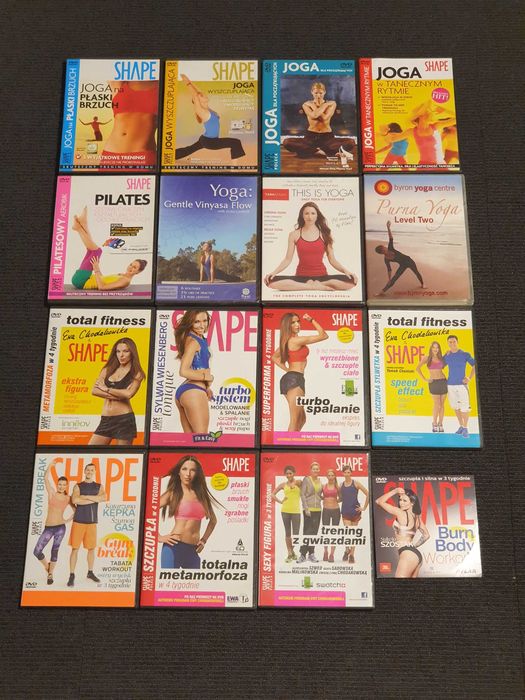 Pakiet filmów DVD - Yoga, SHAPE, Pilates, Fitnes