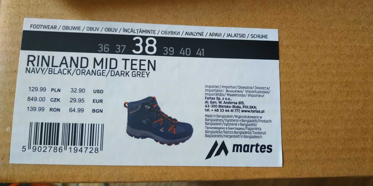 buty chłopięce Martes Rinland Mid Teen rozmiar 38