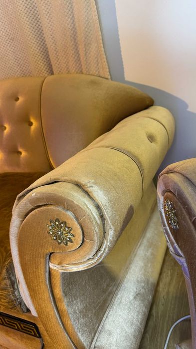 Zestaw dwóch sof barokowych welur glamour – stan bardzo dobry!