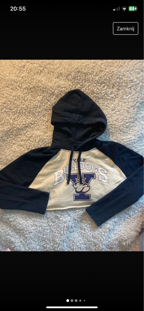 Bluza z kapturem o krótszym kroji z napisem Yale Zara r.M
