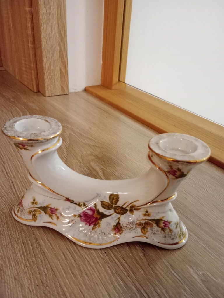 Stary świecznik porcelanowy Chodzież