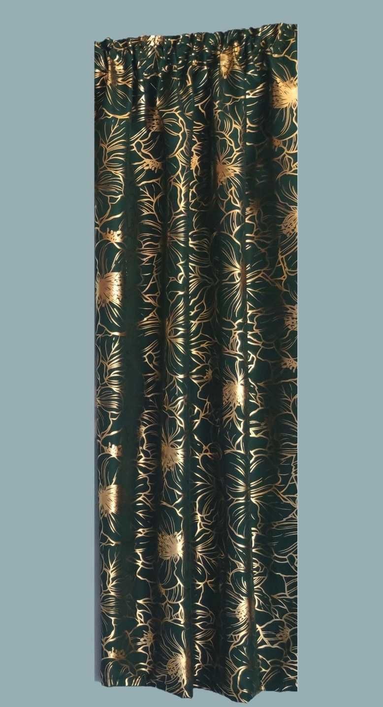 Komplet zasłon z tkaniny adria 100 x150 cm BUTELKOWA ZIELEŃ