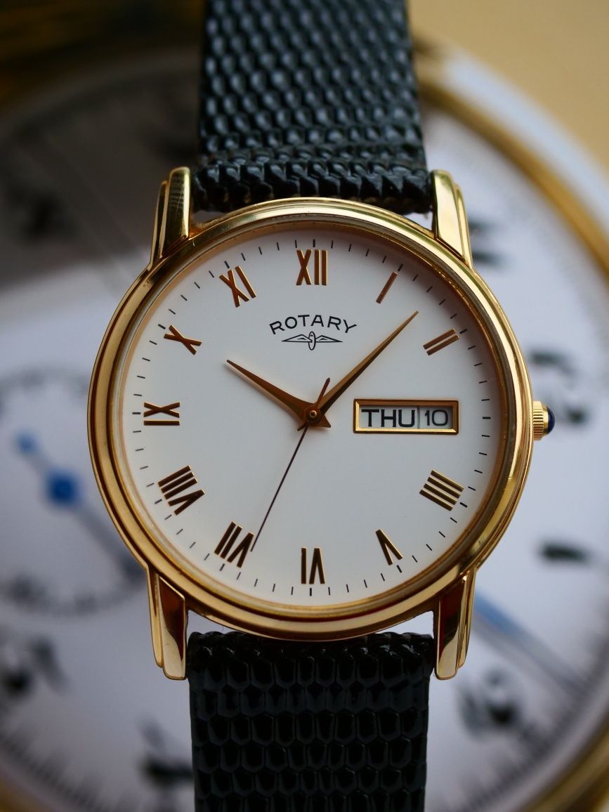 Rotary zegarek kwarcowy japonski mechanizm piękny oryginalny stan