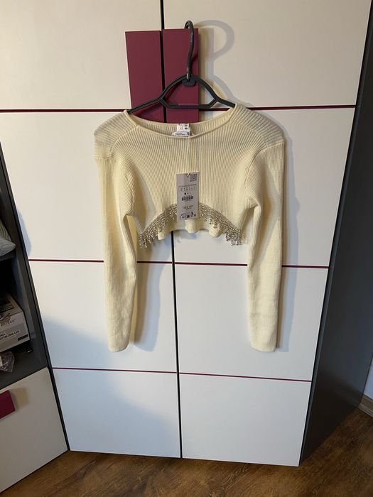 Bluzka z odkrytymi plecami i cyrkoniami Zara S święta sylwester