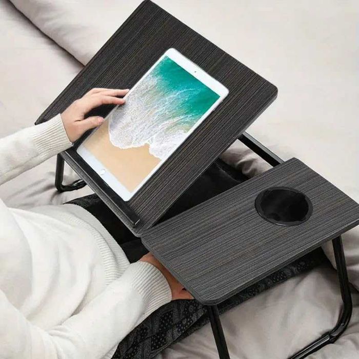 Regulowany składany stojak na laptopa z uchwytem na kubek