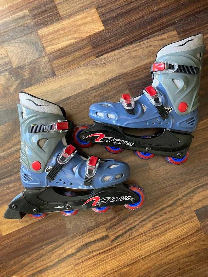 Rolki łyżworolki roller skates Action r 37 zestaw ochraniaczy jak nowy