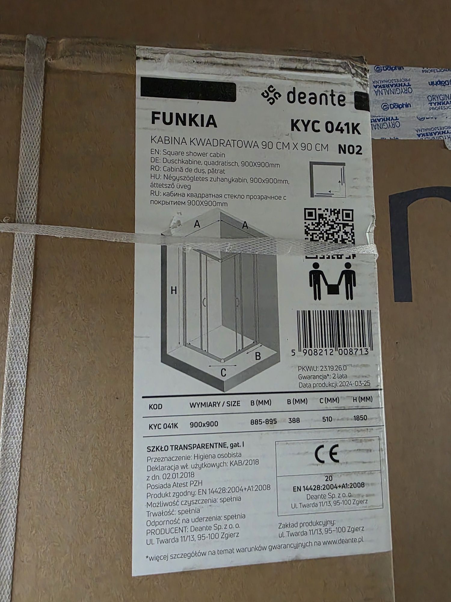 Kabina prysznicowa Deante KYC041K 90x90 wysokość 185