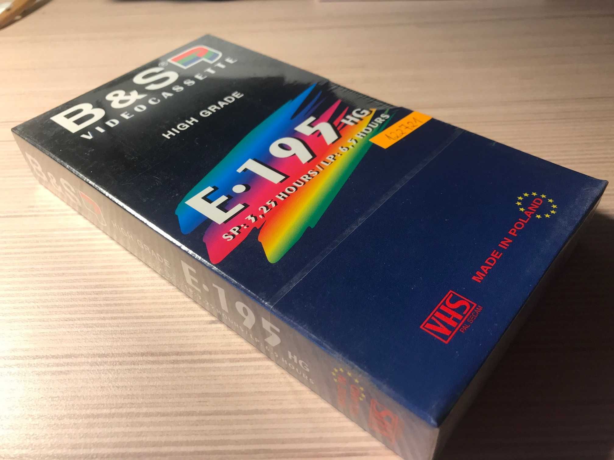 Kaseta VHS E-195HG (3godziny 15min) firmy B&S nowa zafoliowana