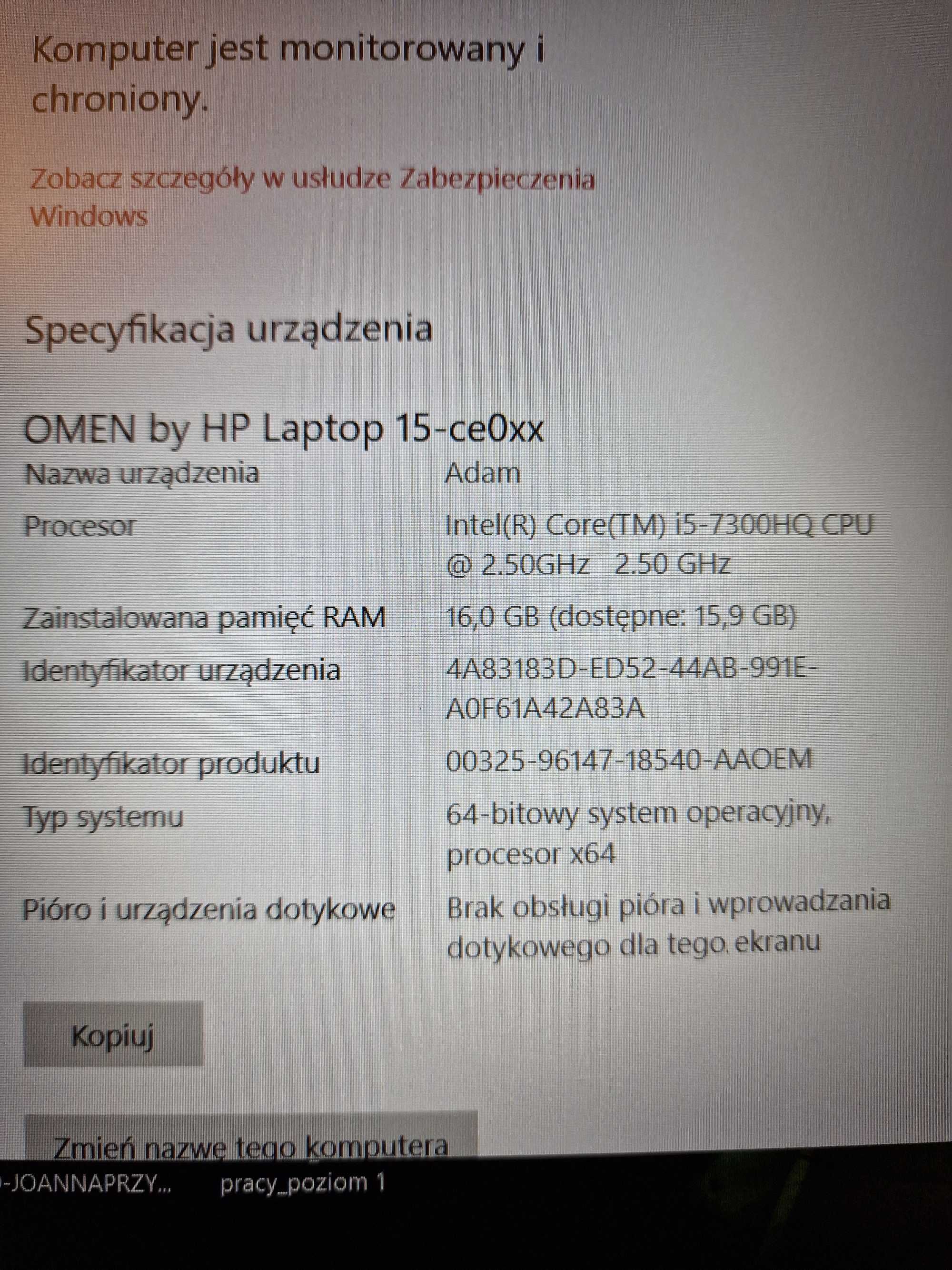 Laptop HP Omen i5/16GB/1TB+240SSD/GTX1050/Win10